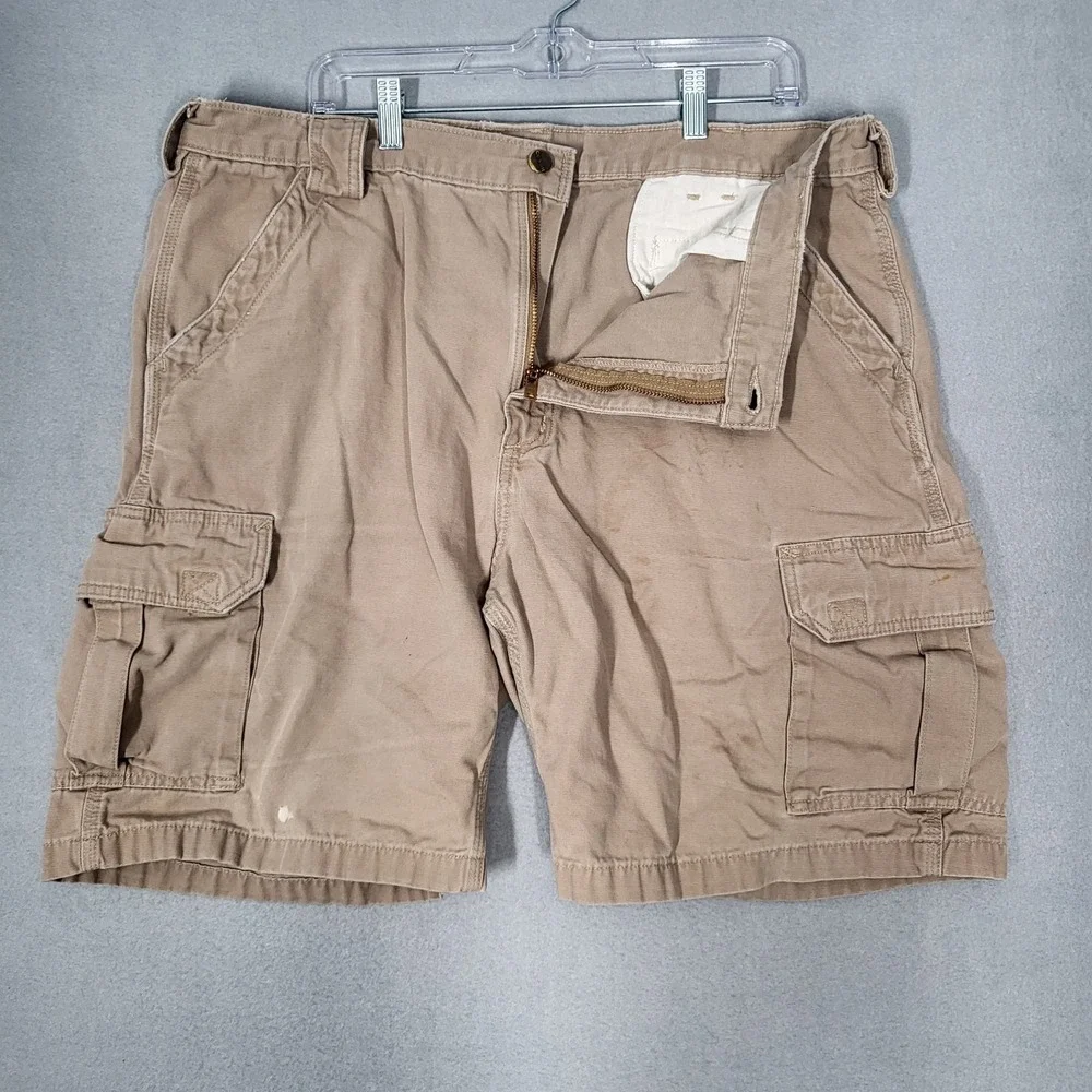 Carhartt Cargo Shorts Men's 40 Khaki Cotton Workwear Outdoor Utility Casual